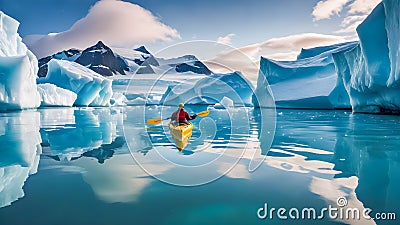 Antarctic landscape with icebergs Stock Photo