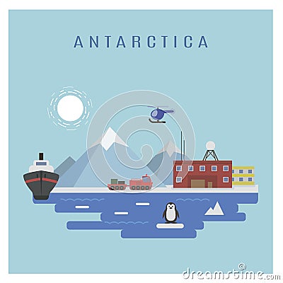 Antarctic landscape Vector Illustration