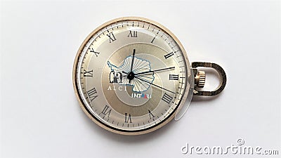 Russian mechanical pocket watch Antarctica. Editorial Stock Photo