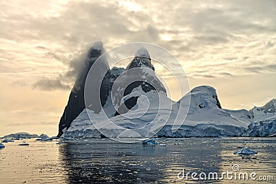 Antarctic Sunset at Una Peaks Stock Photo