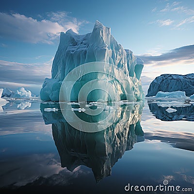 Antarctica and Arctic, glaciers and snowy landscape. Glacial retreat (modern deglaciation). Stock Photo