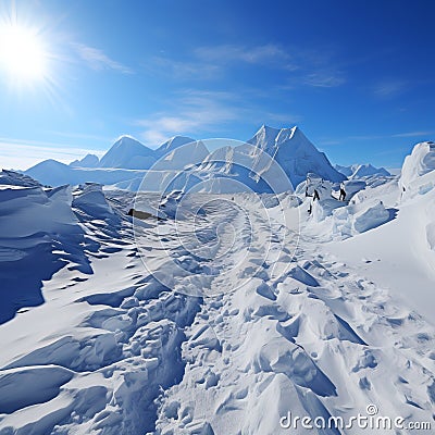 Antarctica and Arctic, glaciers and snowy landscape. Glacial retreat (modern deglaciation). Stock Photo