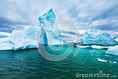 Antarctica beautiful cold landscape with icebergs, epic scenery Stock Photo