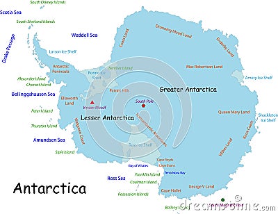 Antarctica map Cartoon Illustration