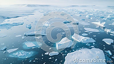 antarctica pinnacled icebergs landscape Cartoon Illustration