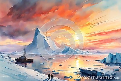 Antartica at sunset Stock Photo