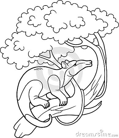 Anteater sits on a tree Vector Illustration