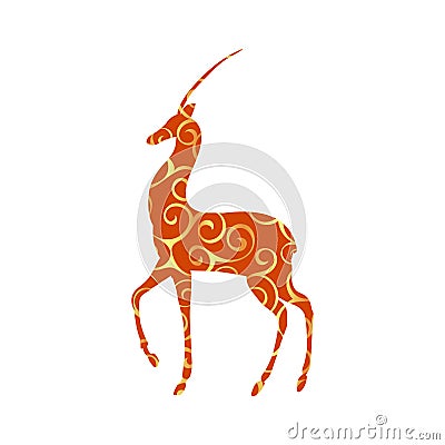 Antelope mammal color silhouette animal Vector Illustration