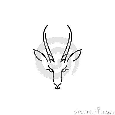 Antelope springbok. Outline style. Isolated animal on white background Vector Illustration