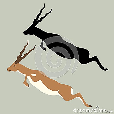 Antelope vector illustration style Flat Vector Illustration