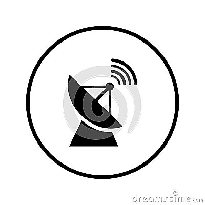 Antenna, broadcast dish icon. Black vector graphics Stock Photo