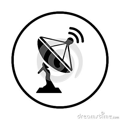 Antenna, broadcast, dish icon. Black vector graphics Cartoon Illustration