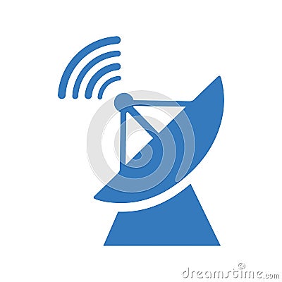 Antenna, broadcast dish icon. Blue color design Stock Photo