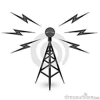 Antenna - broadcast tower icon Vector Illustration