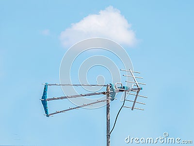 Antenna with Cloud on the Blue Sky Stock Photo
