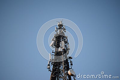 Antenna for comunication and tv Stock Photo