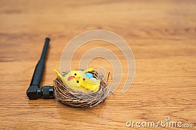 Antenna connected to the nest Stock Photo