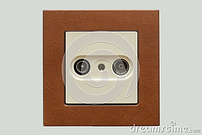 Antenna plug for radio and tv. Coaxial socket Stock Photo