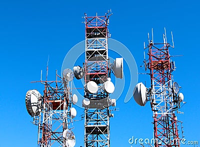 Antenna repeater communication Stock Photo