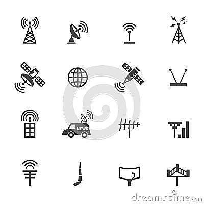 Antenna and satellite icons Vector Illustration