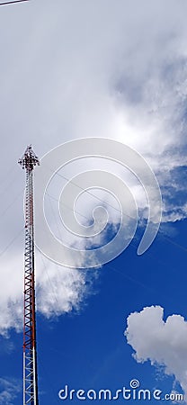 Antenna station and blue sky in the sunshine day Stock Photo