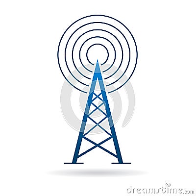 Antenna tower with waves logo Stock Photo