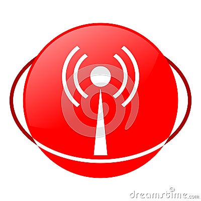 Antenna vector illustration, Red icon Vector Illustration