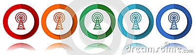 Antenna, wireles communication vector icons, flat icon set for logo design, webdesign and mobile applications, colorful web button Vector Illustration