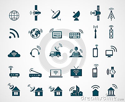 Antenna and wireless technology icons Vector Illustration