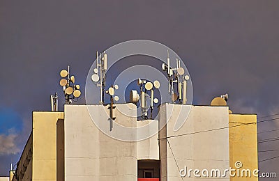 Antennas on the roof. Stock Photo