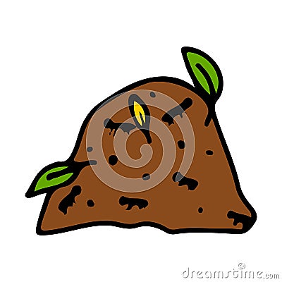 Anthill with ants in cartoon style on an isolated white background. Insect. Stock vector illustration Cartoon Illustration