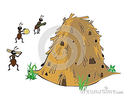 Anthill and ants Stock Photo