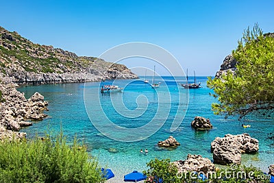 Anthony Quinn Bay. Rhodes, Greece Stock Photo