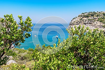 Anthony Quinn Bay. Rhodes, Greece Stock Photo