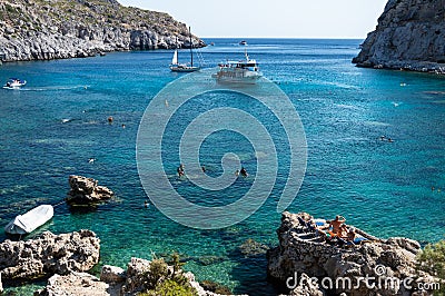 Anthony Quinn Bay on Rhodes island in Greece Editorial Stock Photo