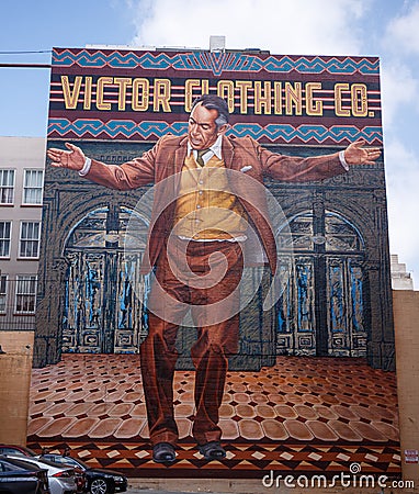 Anthony Quinn & Victor Clothing Co. Los Angeles. Editorial Stock Photo