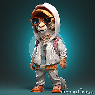 Futuristic Cartoon Animal With Glasses And Cap - Zbrush Style Stock Photo
