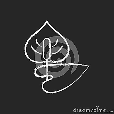Anthurium chalk white icon on black background Vector Illustration
