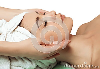 Anti aging facial massage Stock Photo