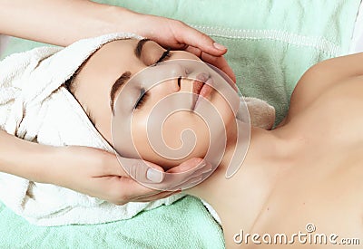 Anti aging facial massage Stock Photo