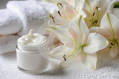 Anti aging refreshingrevitalizing cream spray. Skincare age defying treatmentskin repair Foam. velvety smooth cleanser Stock Photo