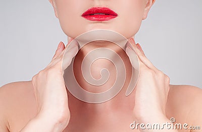 Anti-aging treatment. Beautiful woman neck Stock Photo