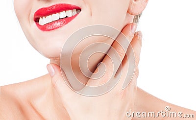 Anti-aging treatment. Beautiful woman neck Stock Photo