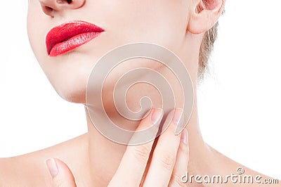 Anti-aging treatment. Beautiful woman neck Stock Photo