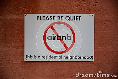 Anti Airbnb Sign Editorial Stock Photo