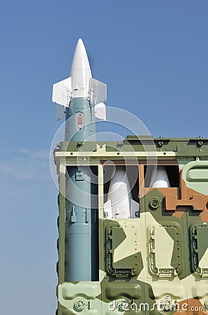 Anti-aircraft defence system. Rocket launcher Stock Photo