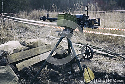 Anti-aircraft guns, authentic machine gun during the second world war Stock Photo