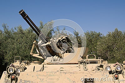 Anti-aircraft machine-gun Stock Photo