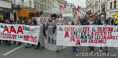 Anti-Austerity Protest, Paris Editorial Stock Photo
