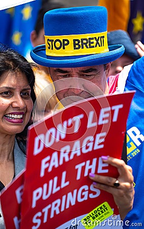 Anti-Brexit campaigner Steve Bray - Mr. STOP BREXIT at the March For Change protest demonstration. Editorial Stock Photo